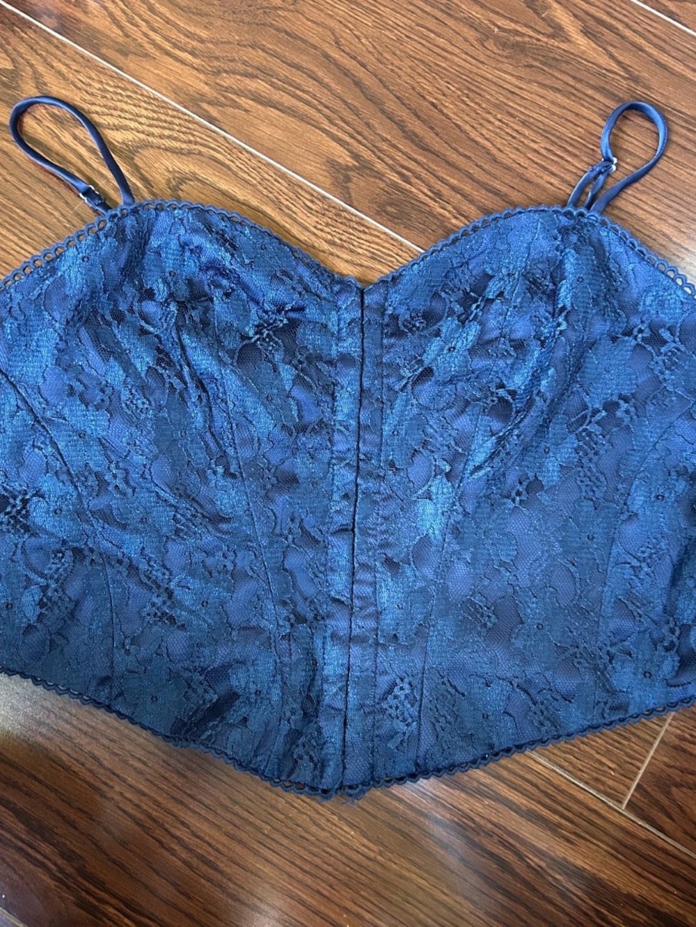 Navy Lace Bustier Cami with Adjustable Straps
